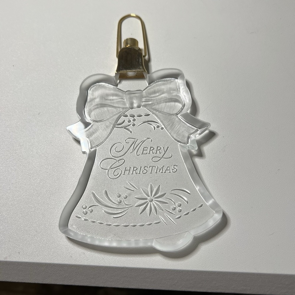 Hallmark 1986 Merry Christmas Bell Lighted Glass Keepsake‎ Ornament Vintage
